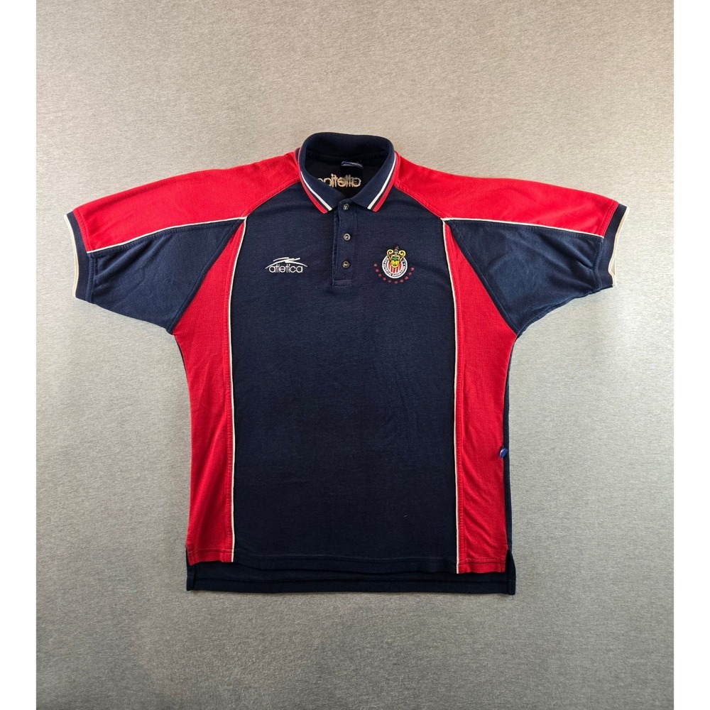 Vintage Atletica Chivas Guadalajara Polo Mens Large Blue Red Soccer 90s 1998